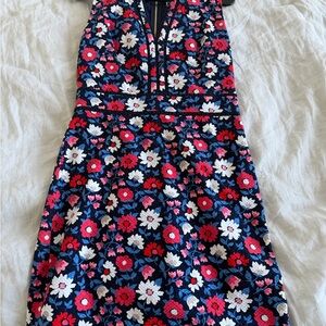 Kate Spade Floral Midi Dress - Red, White, Blue